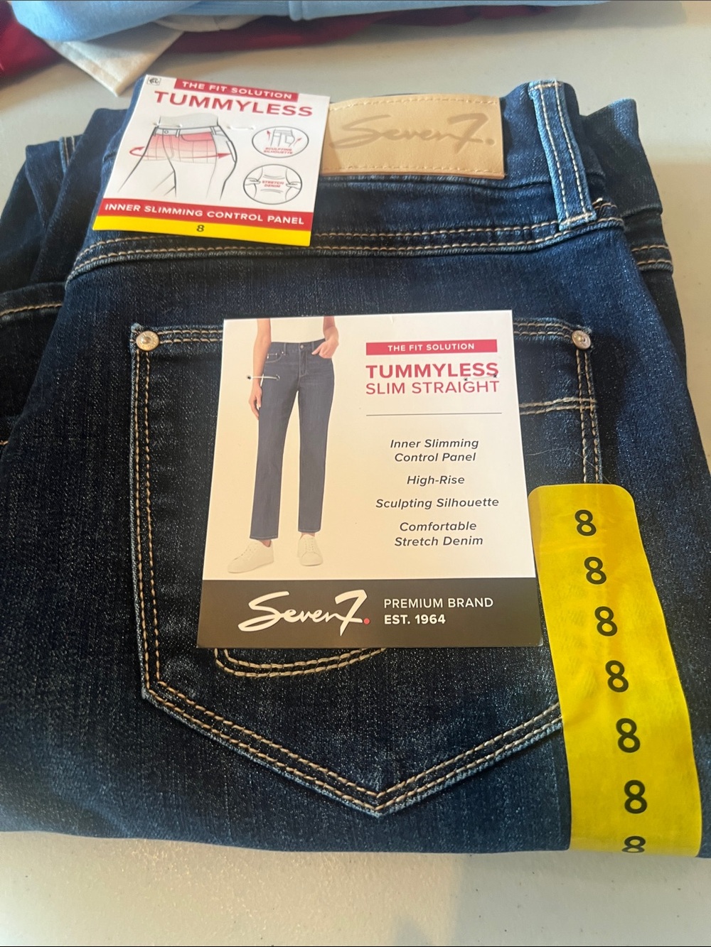 Seven7 Dark Indigo Slim Straight Tummyless Jeans